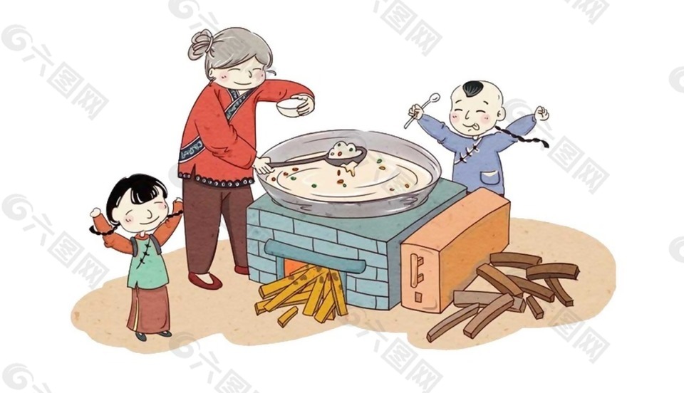 中国古代烧柴做饭png元素