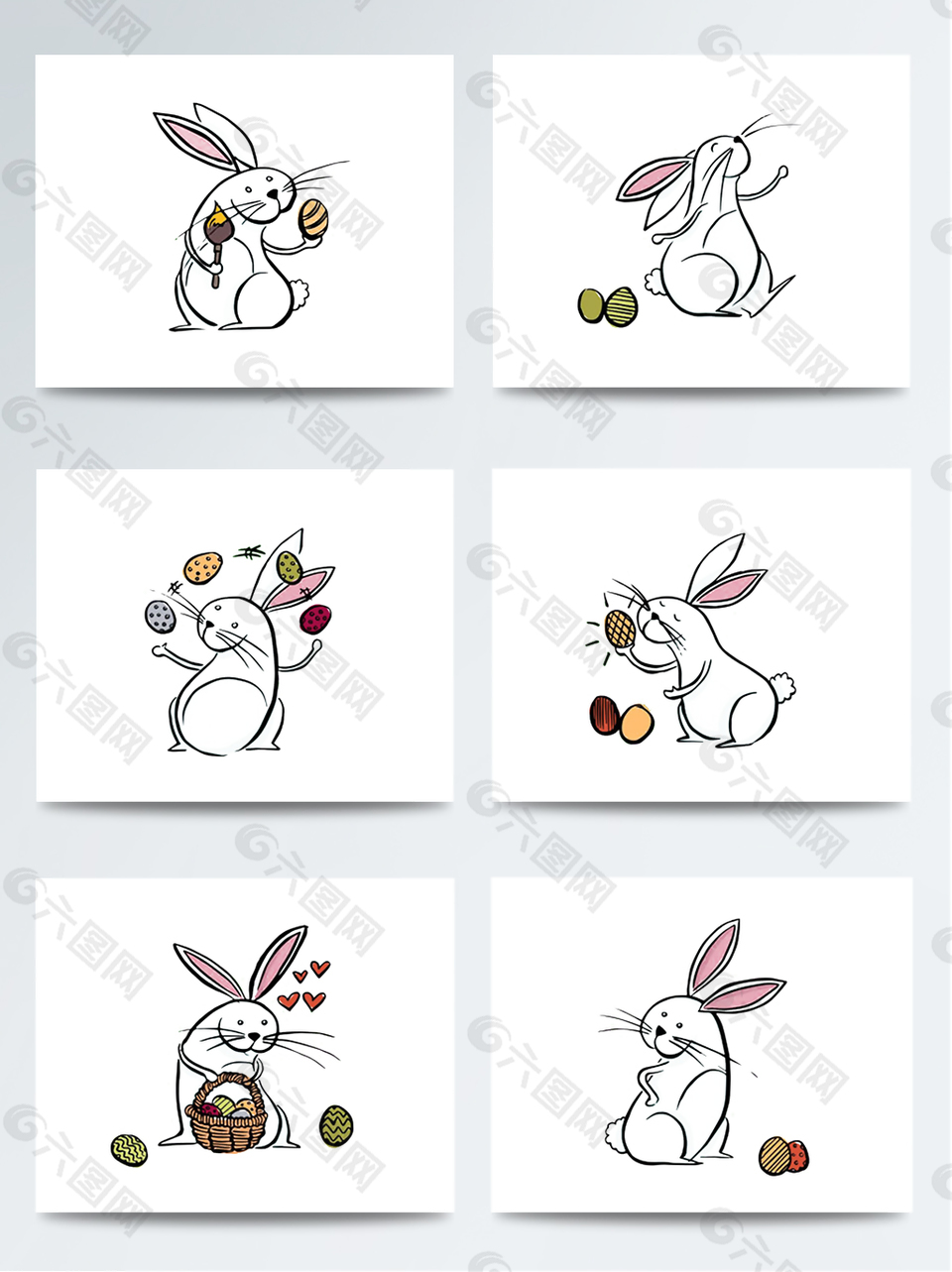复活节兔子加彩蛋配图参考PSD模板