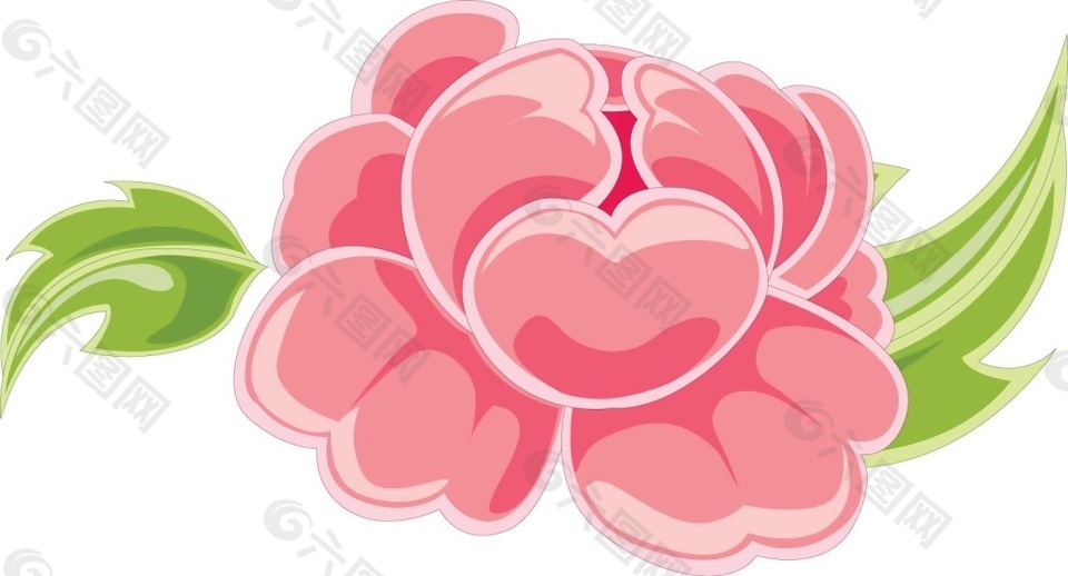卡通粉色鲜花花朵png元素