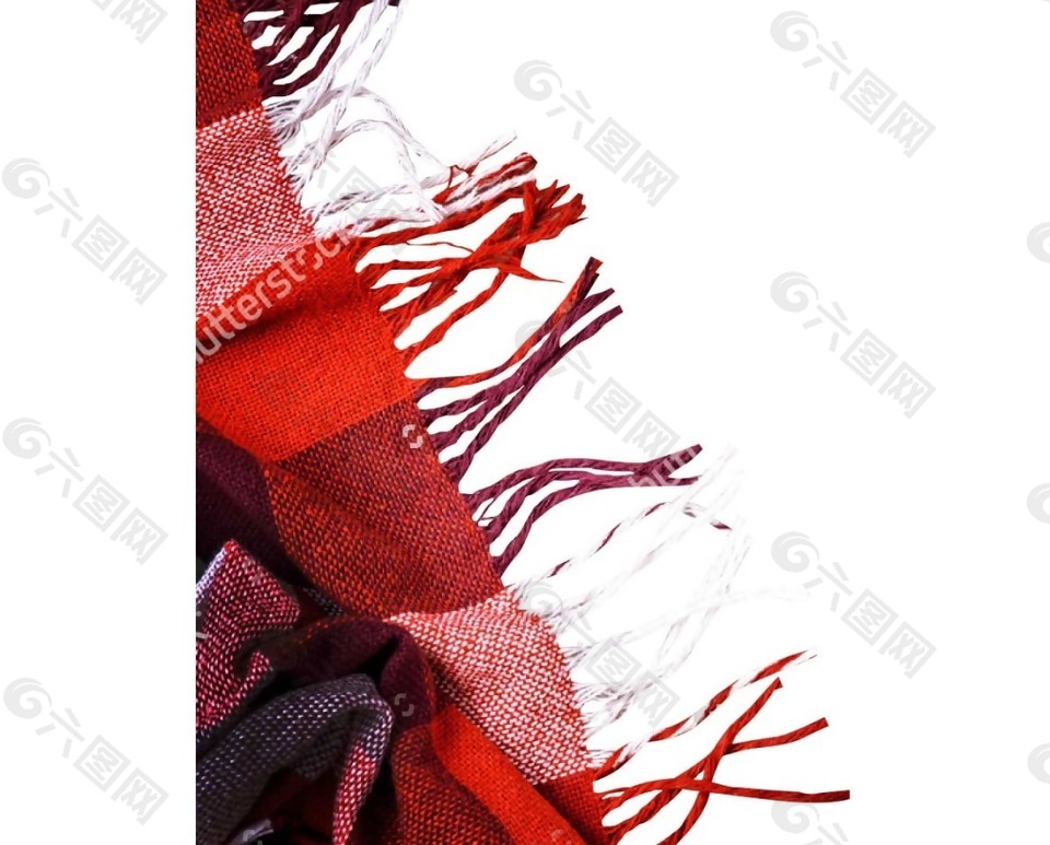 红色格子围巾一角png元素