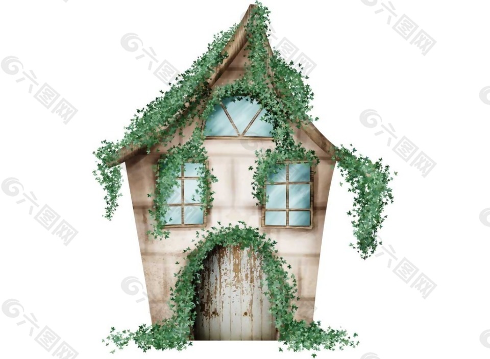 拟人形象绿植装饰小房子