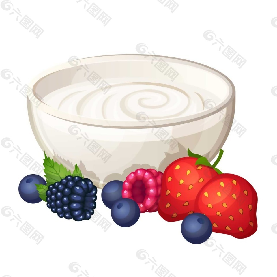 蓝莓草莓牛奶png元素