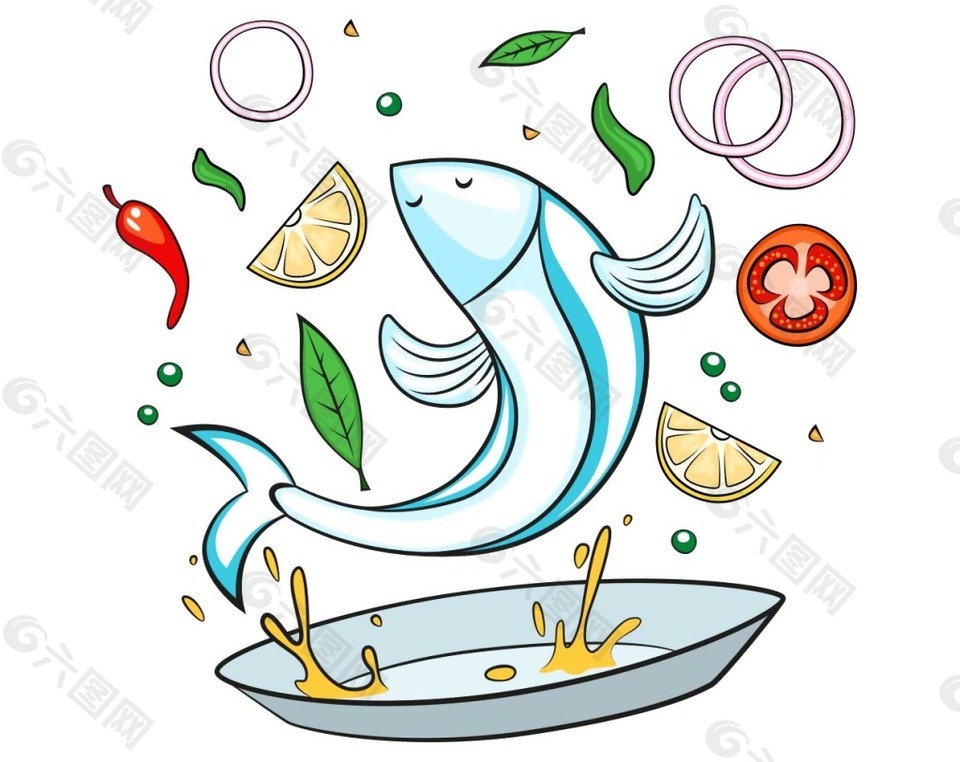 卡通烹饪鱼png元素