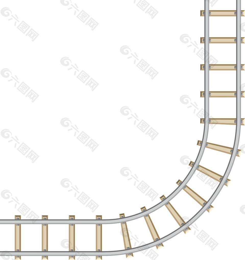 90度直角弯铁路轨道png元素