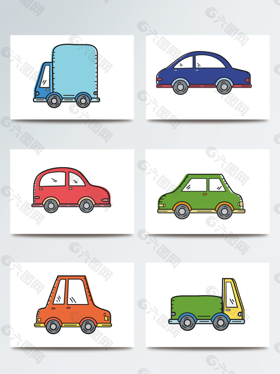 卡通矢量漫画汽车元素