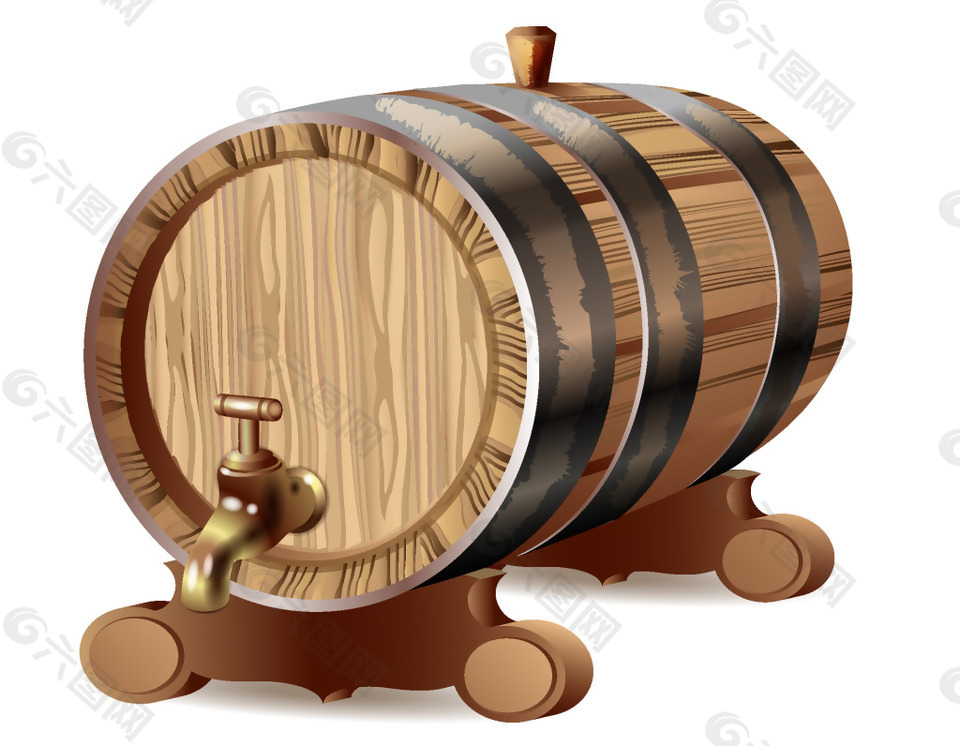 卡通木质酒桶矢量元素