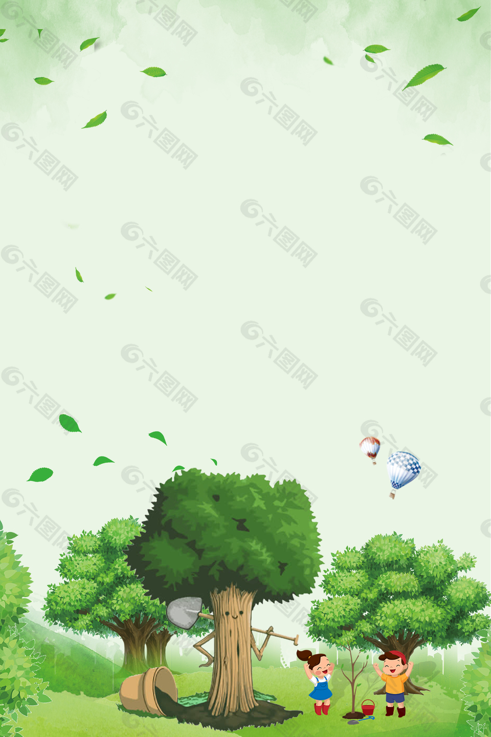 绿色手绘植树节公益海报