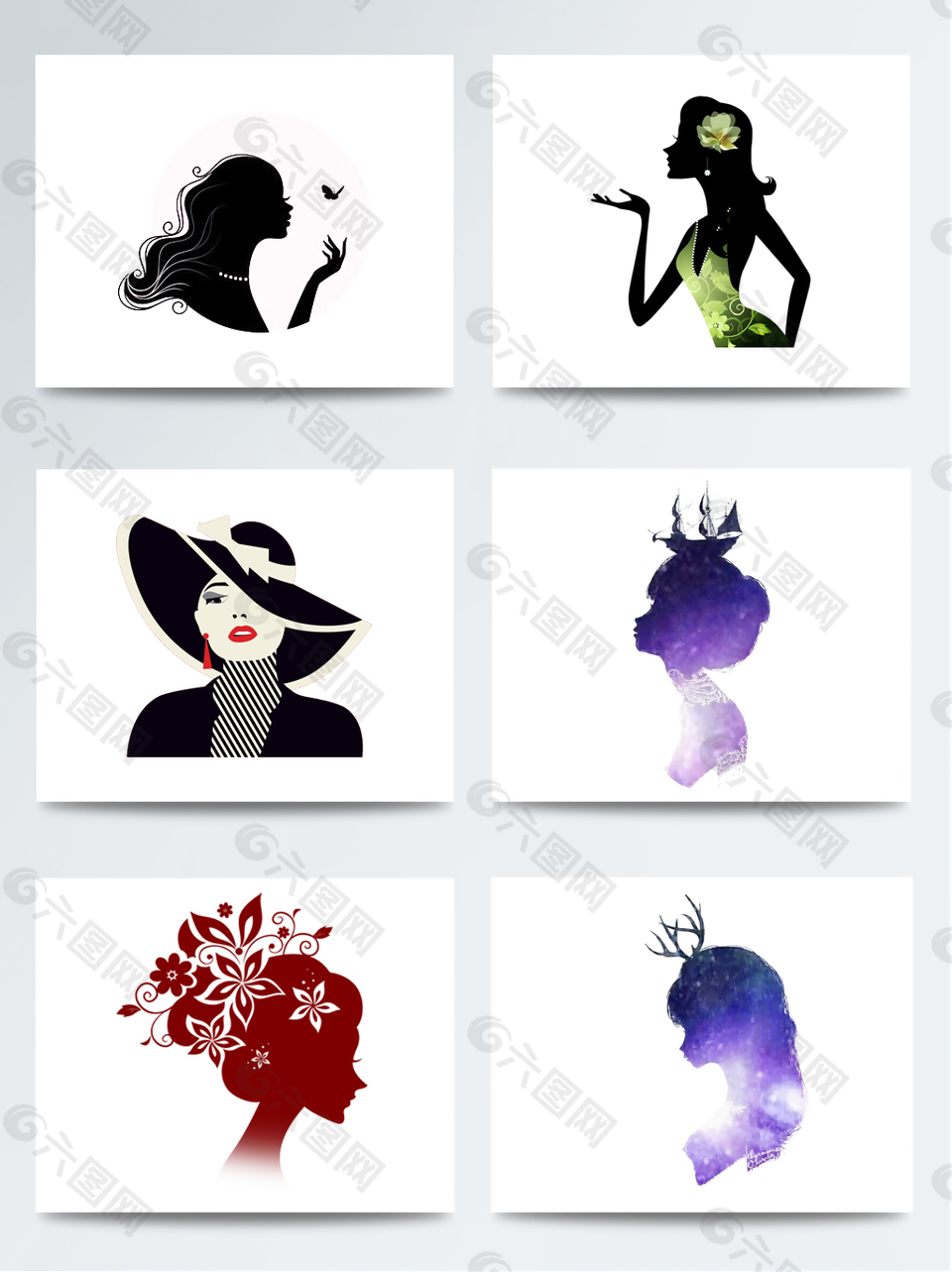 女性头像剪影元素设计