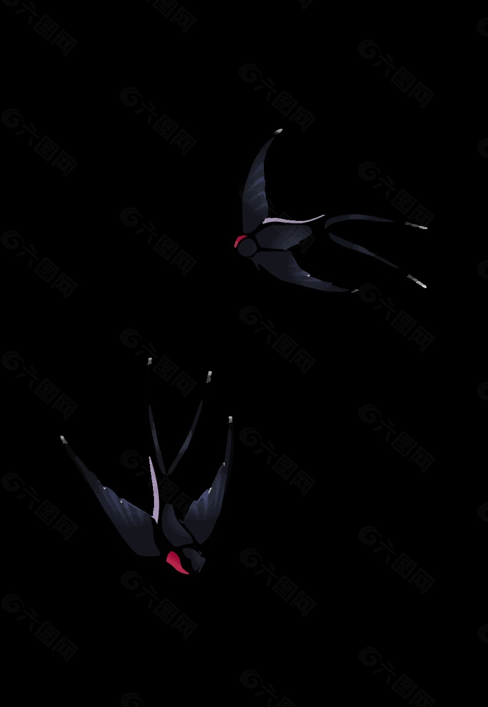 黑色质感燕子装饰素材
