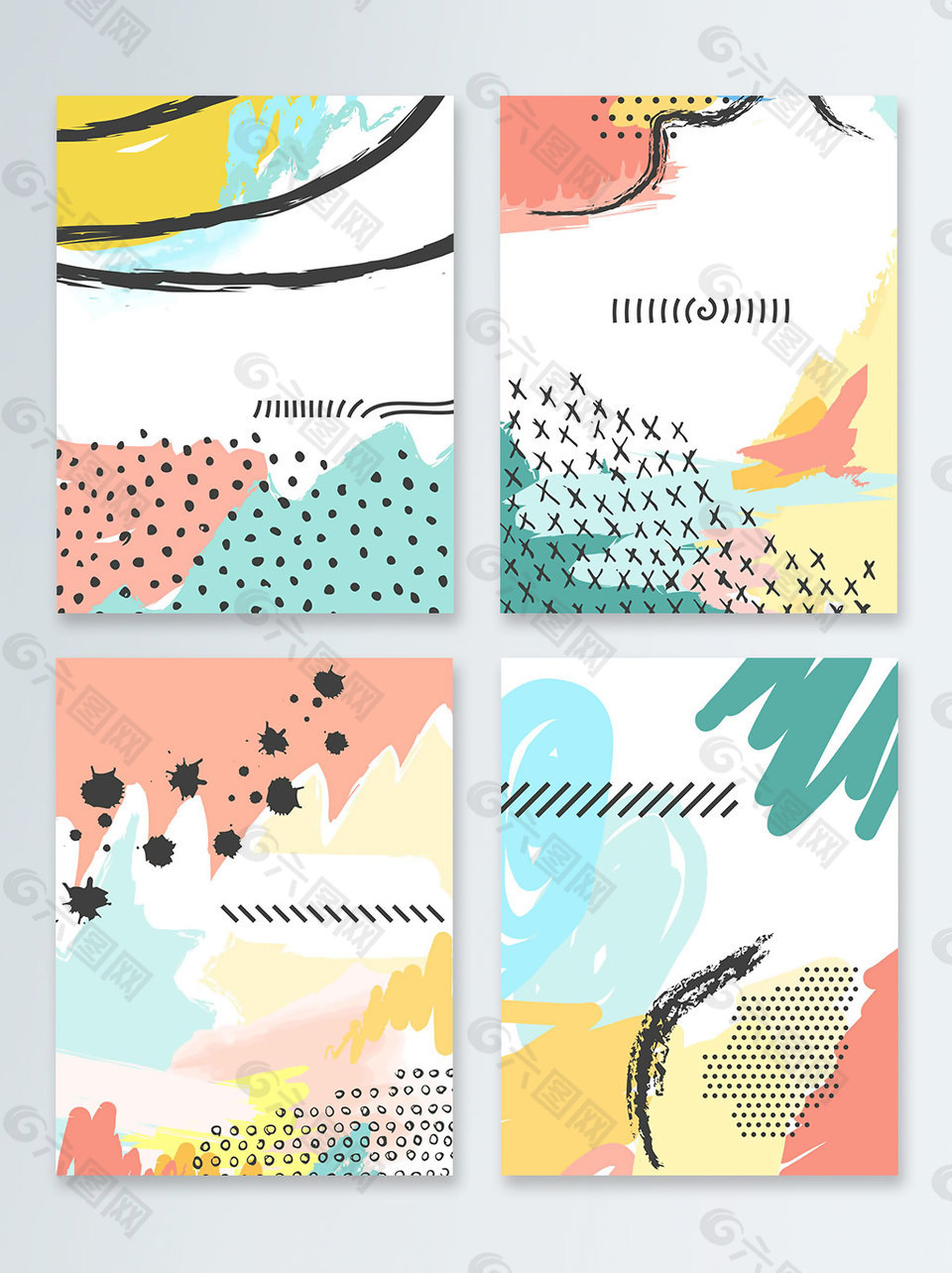 手绘蜡笔几何孟菲斯广告背景