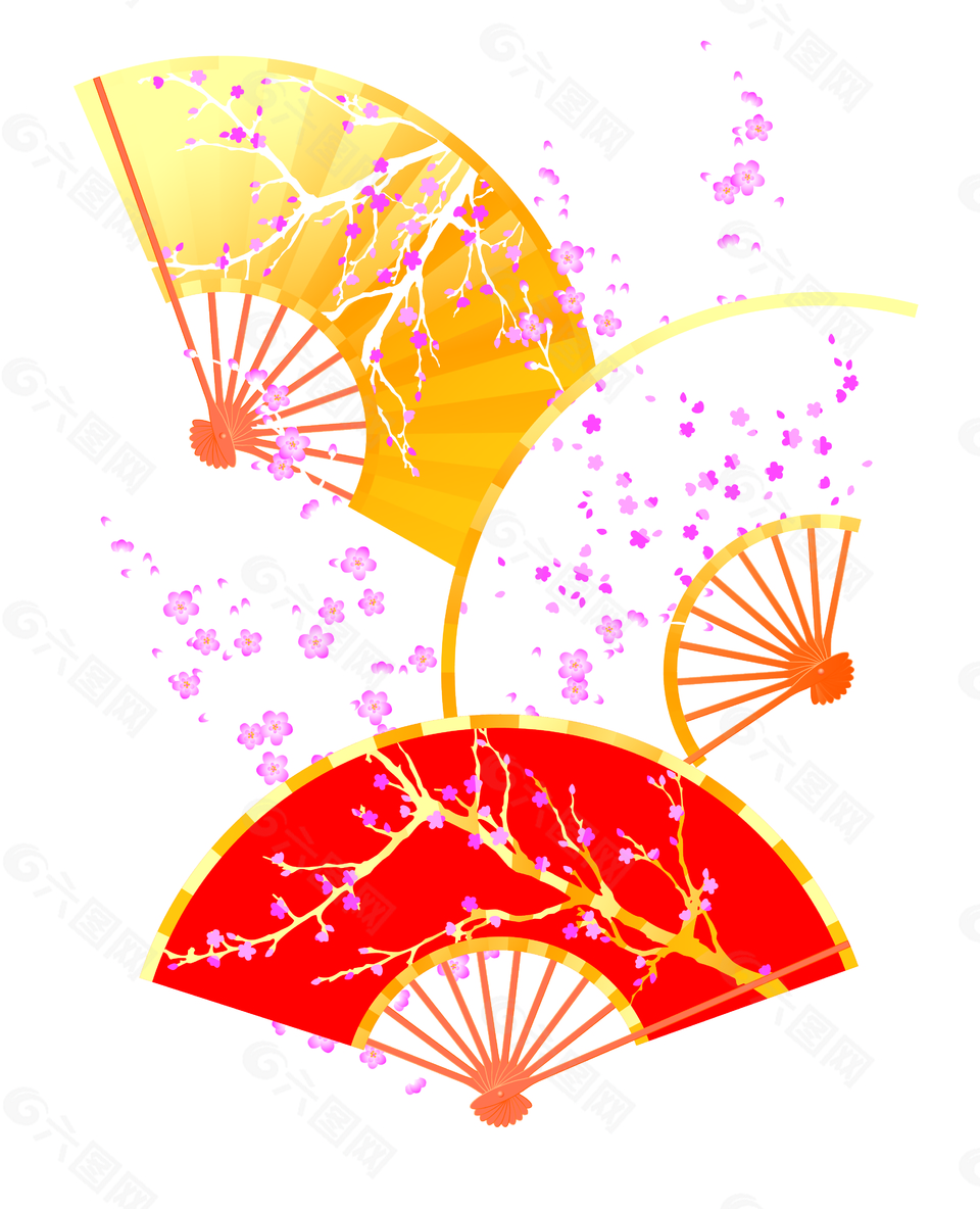 中国传统折扇插画