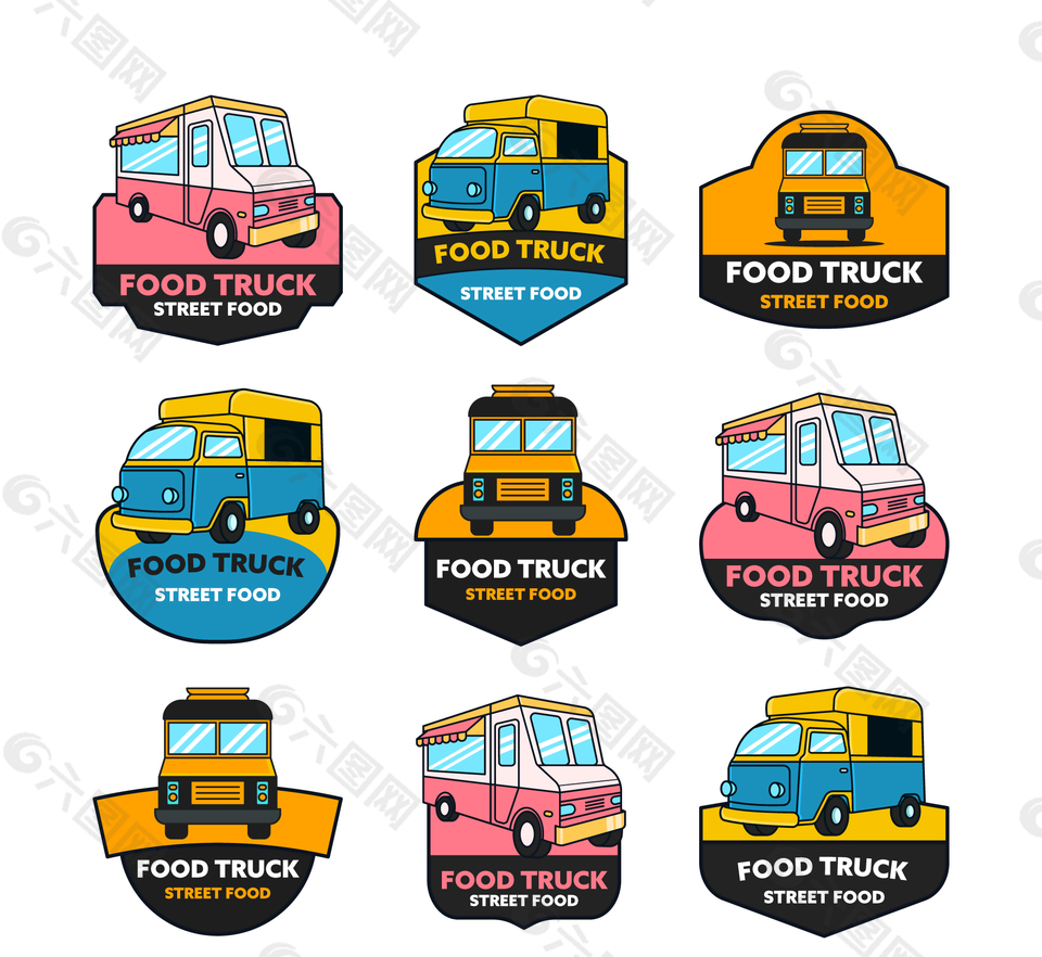 手绘食品卡车标志