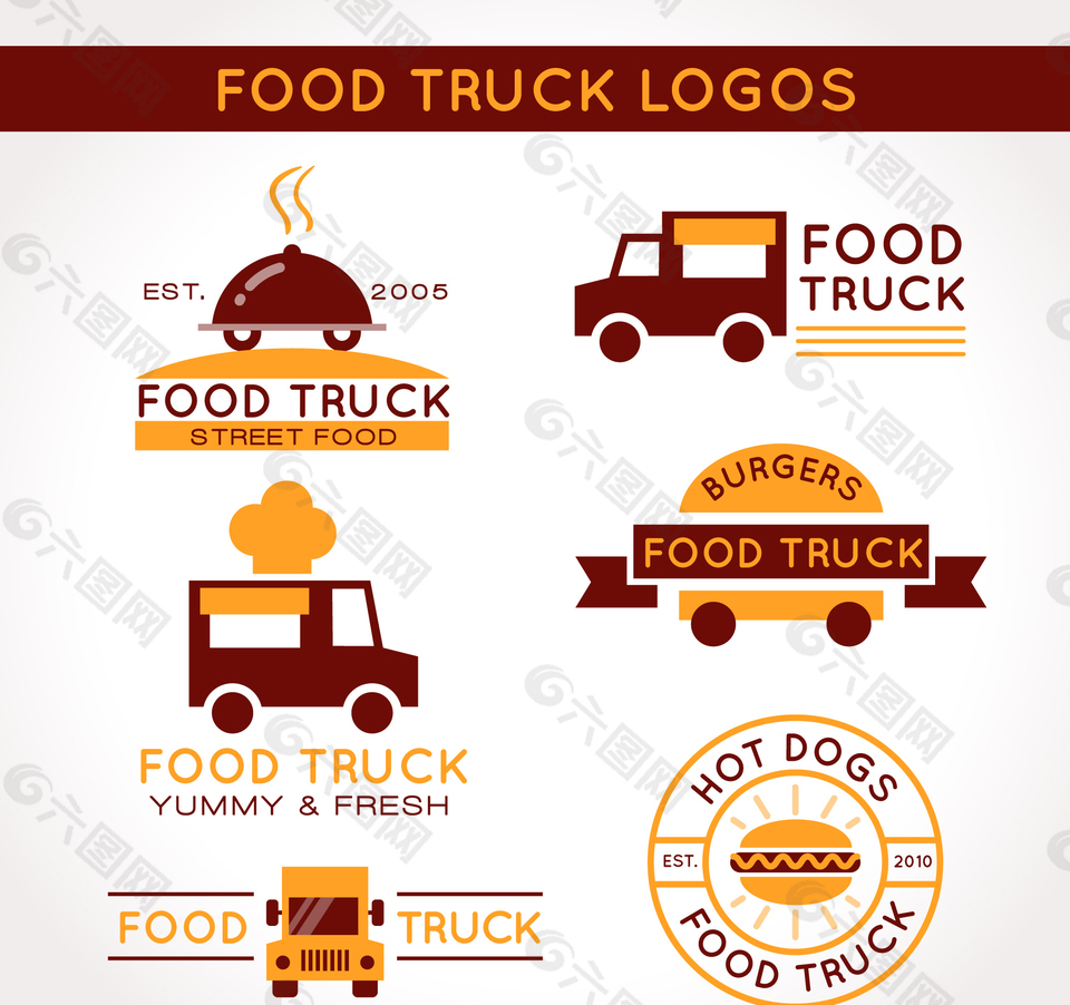 卡通商务风格的食品卡车标志