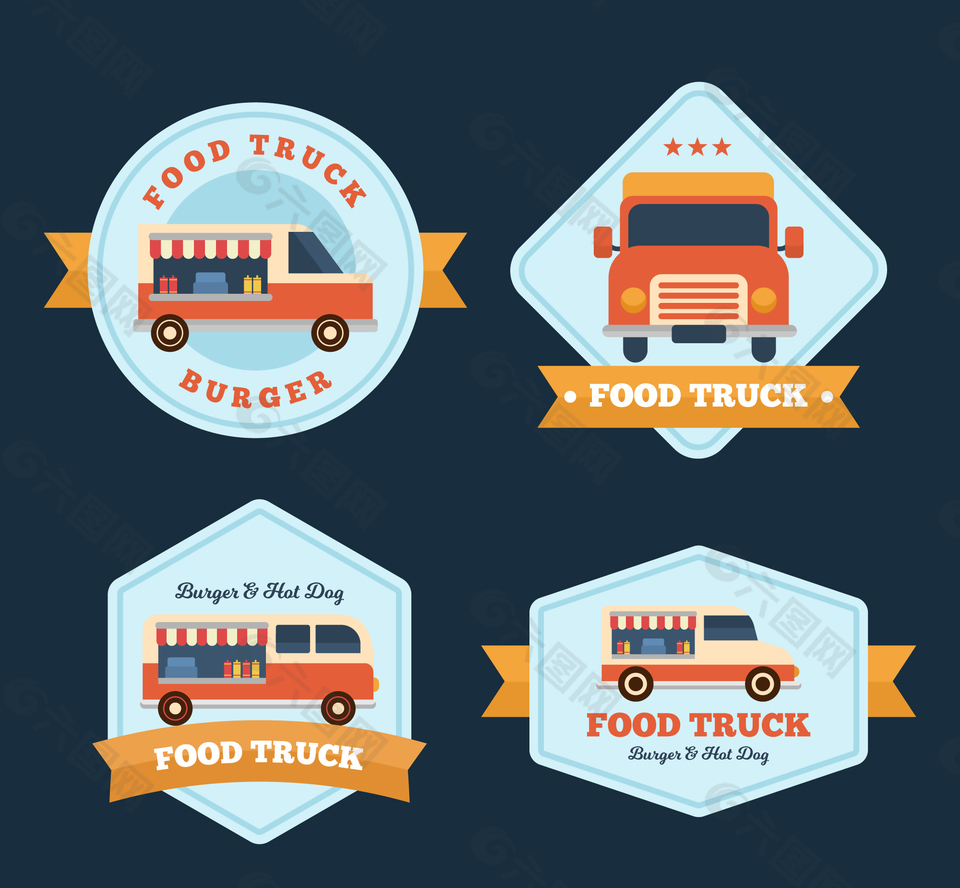 扁平食品卡车标志设计