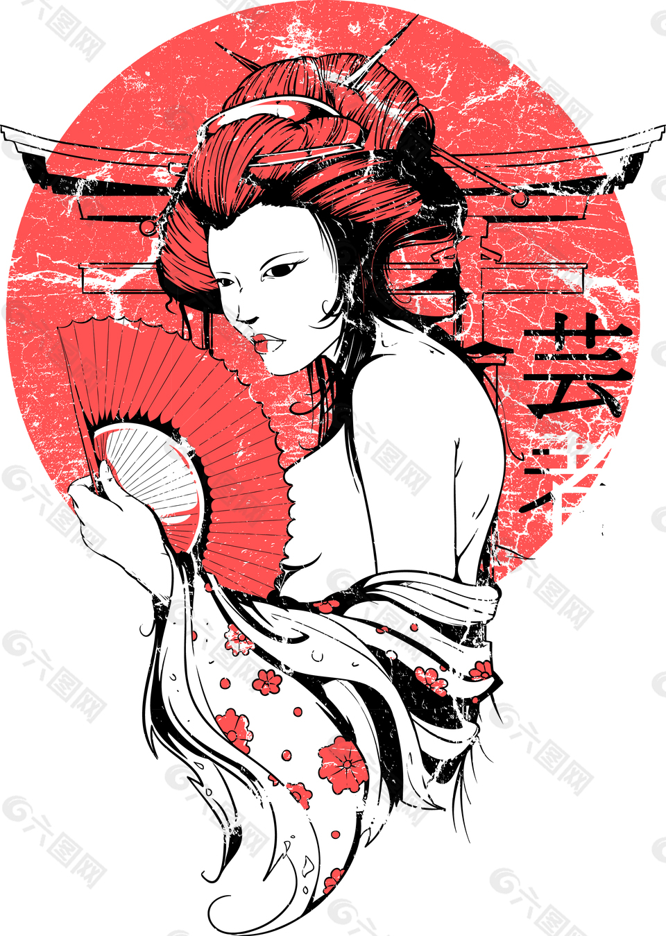 手绘特色日本人物插画