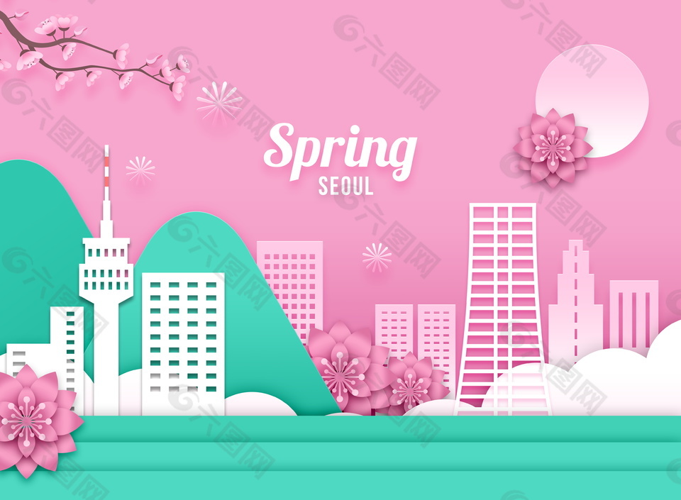 创意韩式立体建筑海报设计