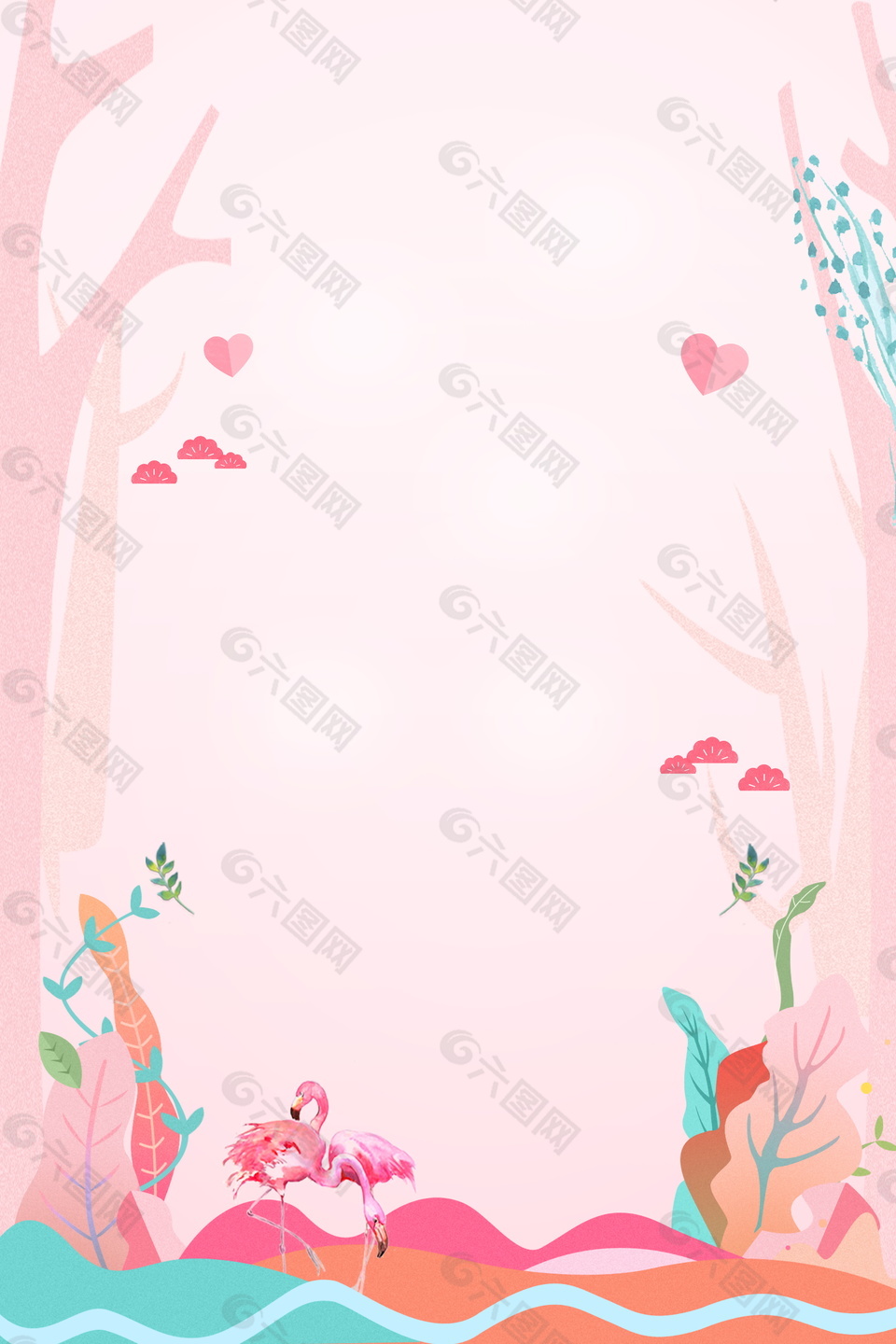 粉色系初春海报背景设计