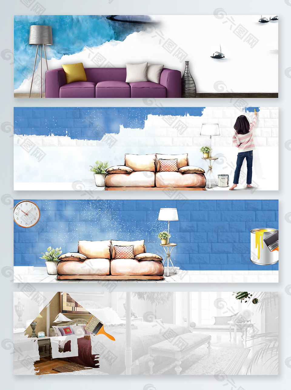 卡通小清新儿童涂鸦banner背景