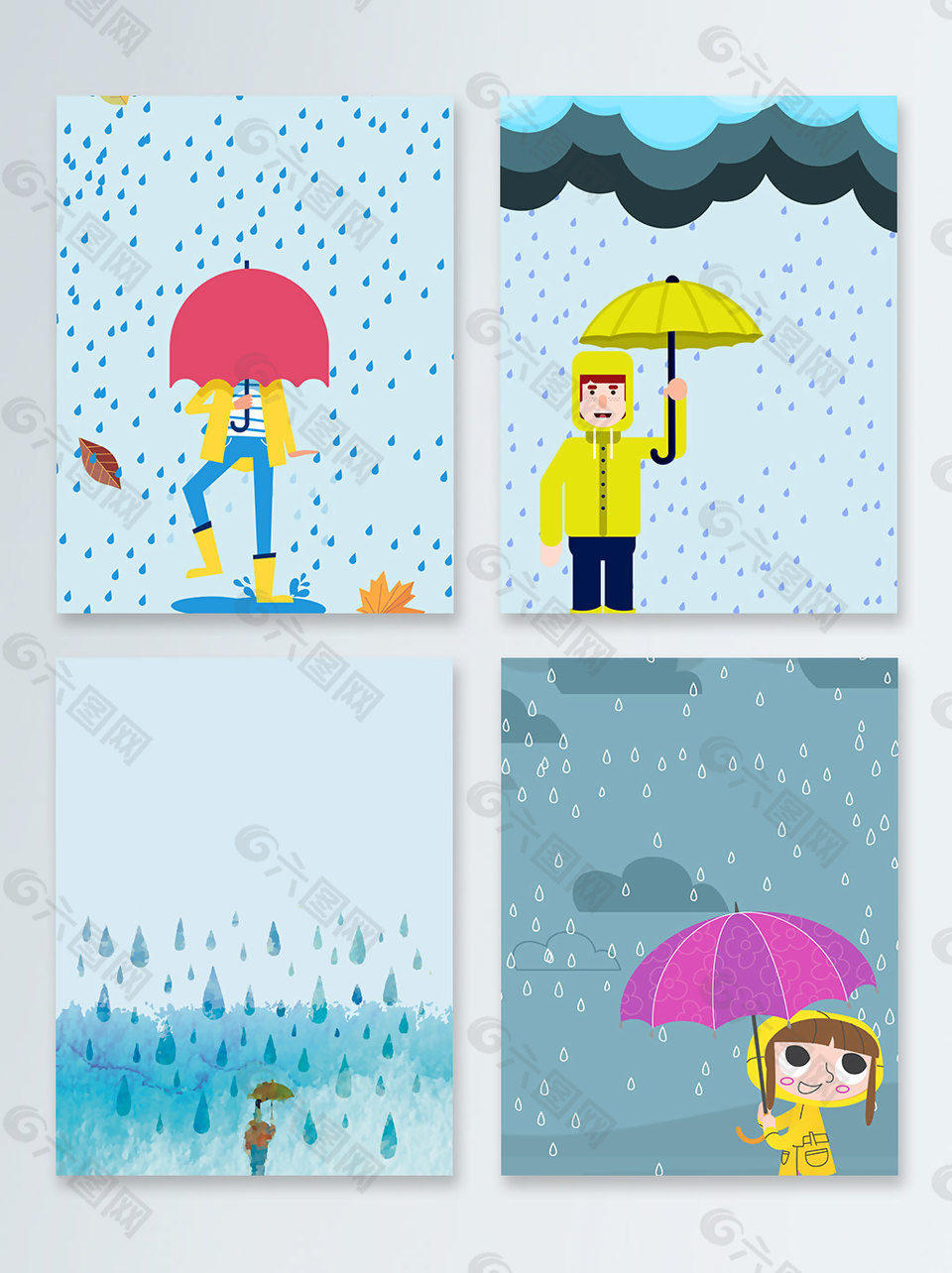 雨点雨滴卡通可爱童趣广告背景