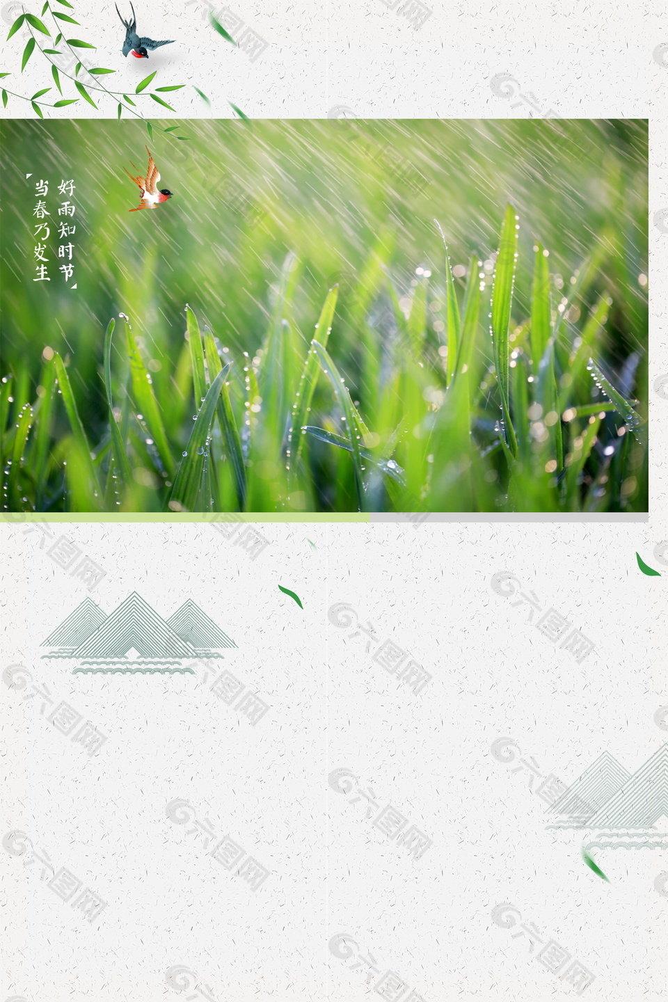 传统谷雨春雨海报背景设计