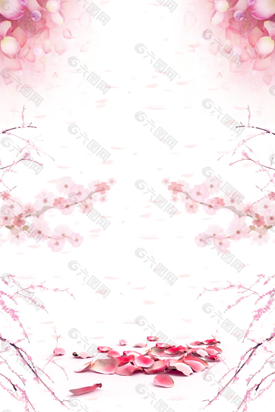 粉色桃花源海报背景设计