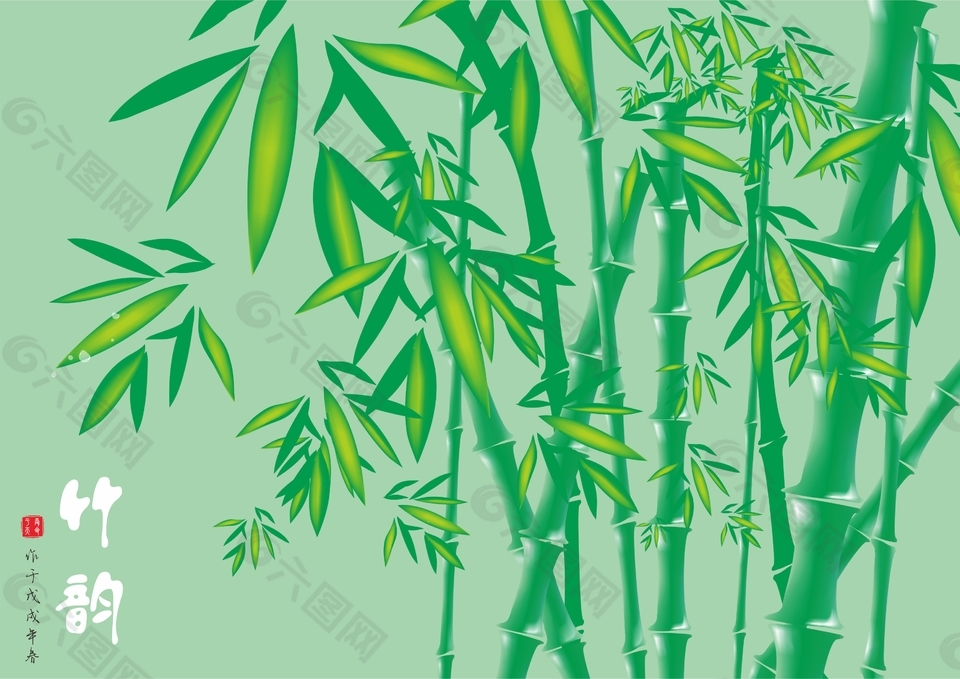 风景插画《竹韵》