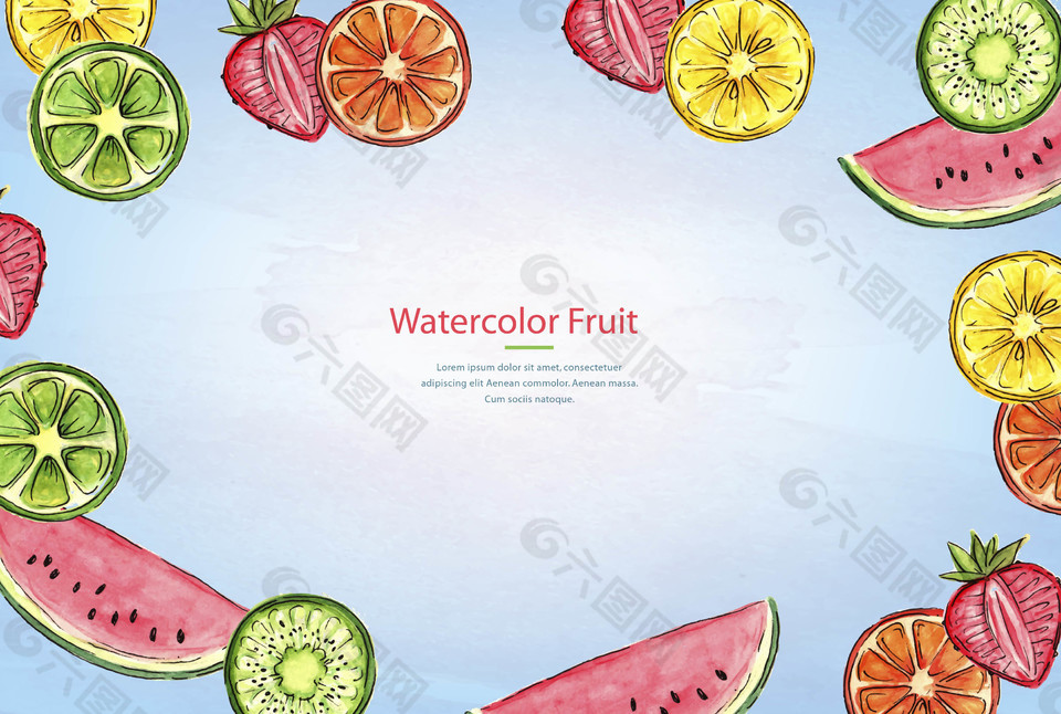 水彩绘水果边框