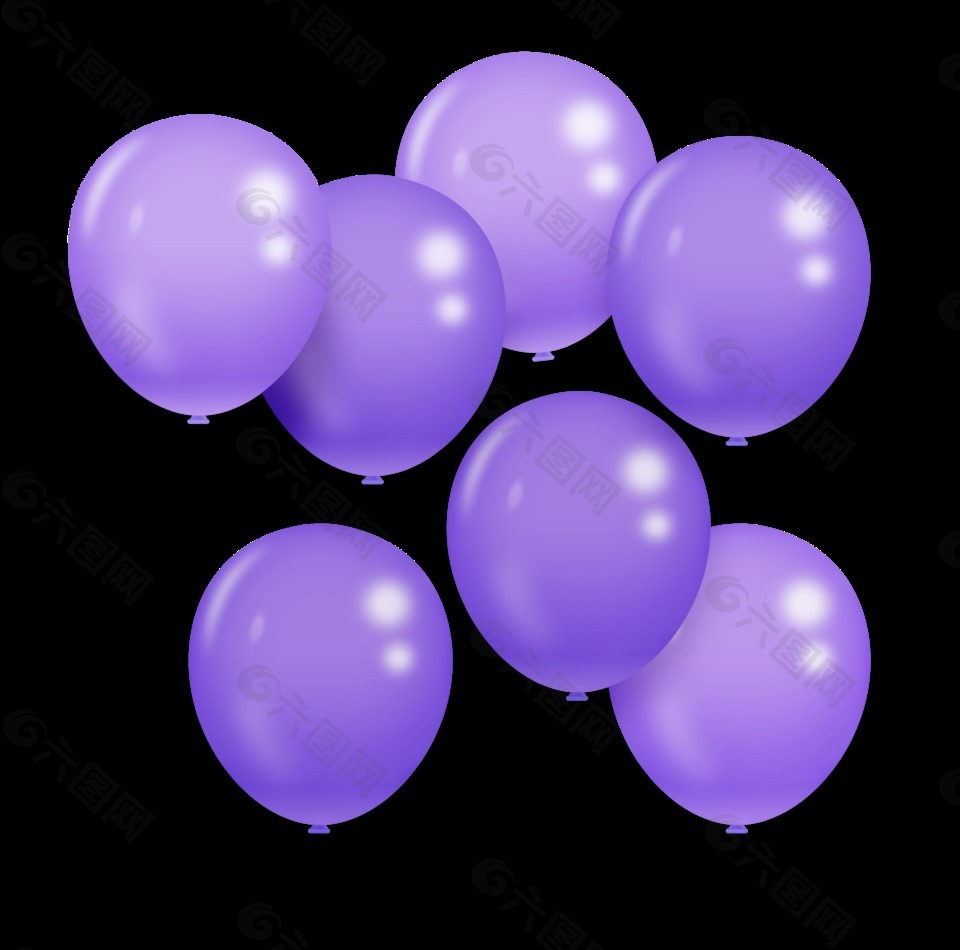 手绘卡通紫色气球装饰素材