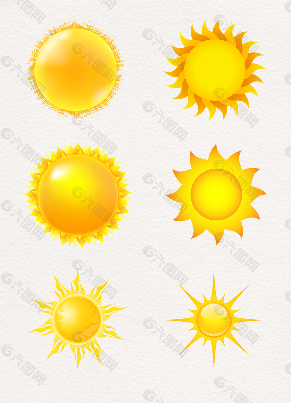 黄色放射太阳形状卡通素材