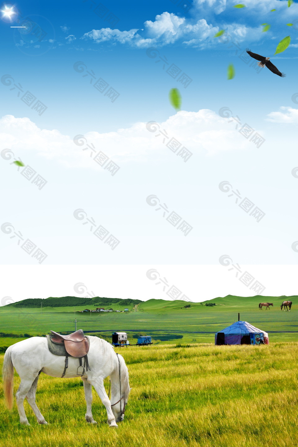 辽阔的蒙古草原之行旅游海报背景设计背景素材免费下载 图片编号 六图网