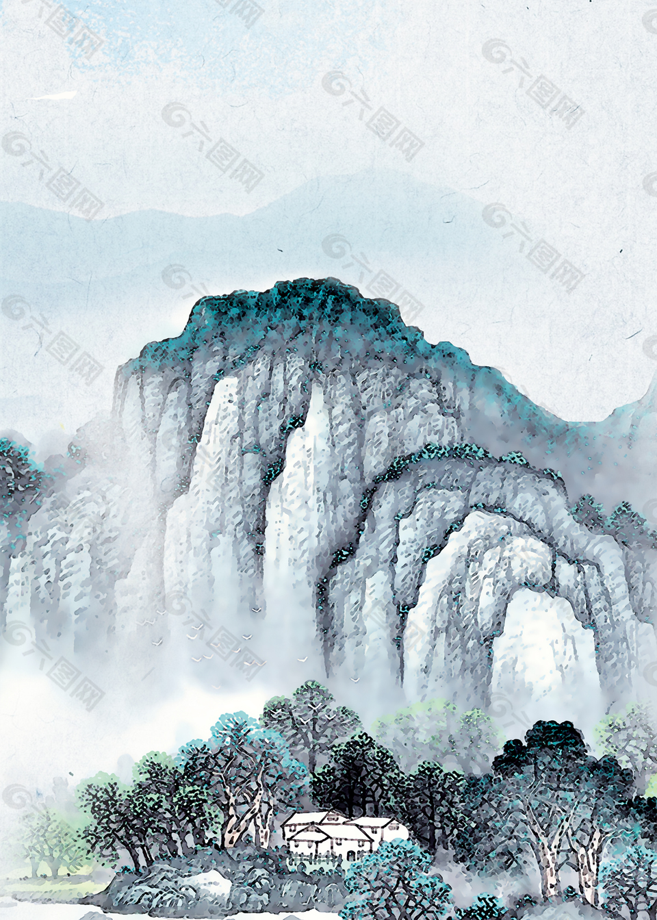 中国风山水意境装饰背景