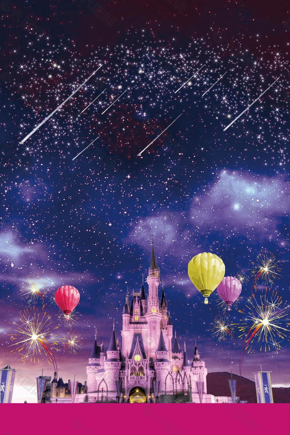 梦幻星光下的迪士尼城堡海报背景设计背景素材免费下载 图片编号 六图网