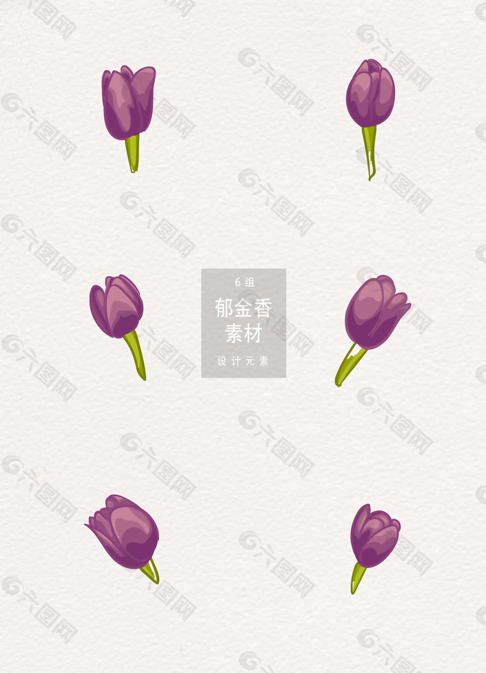 紫色手绘插画郁金香素材ai矢量