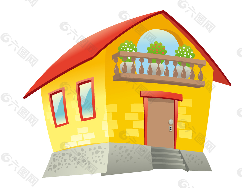 手绘卡通黄色小房子