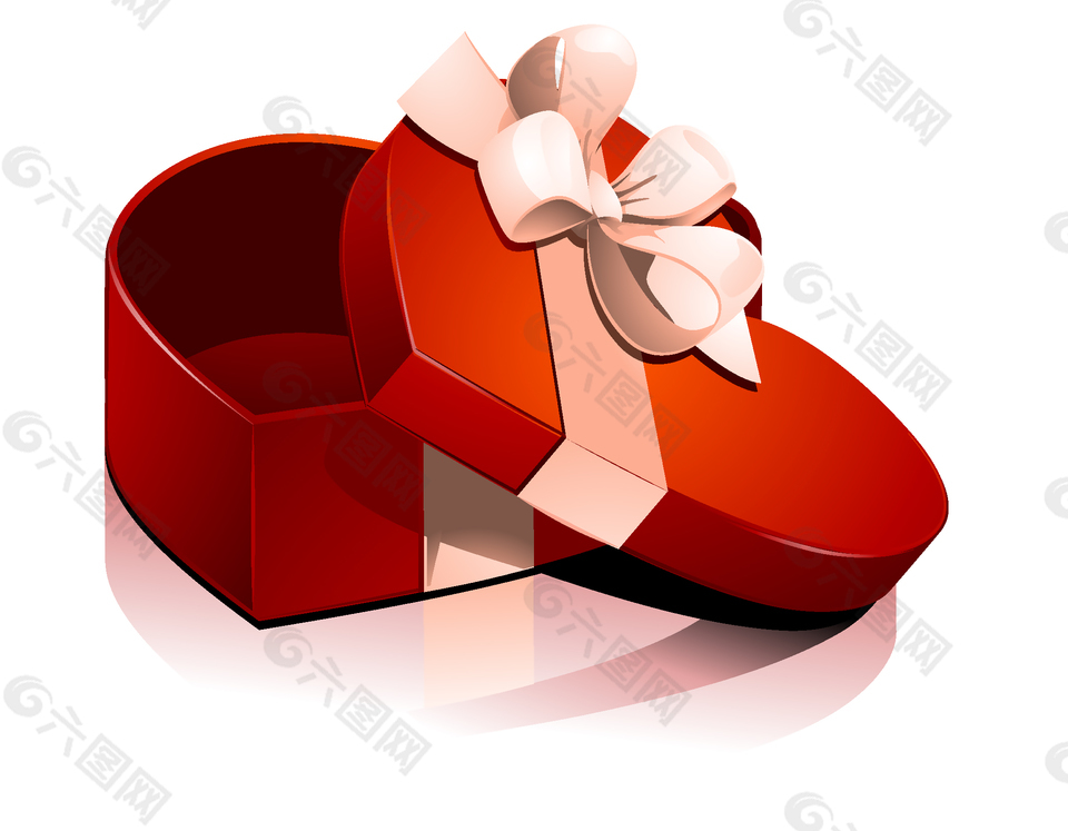 情人节红色蝴蝶结心形礼物盒AI元素