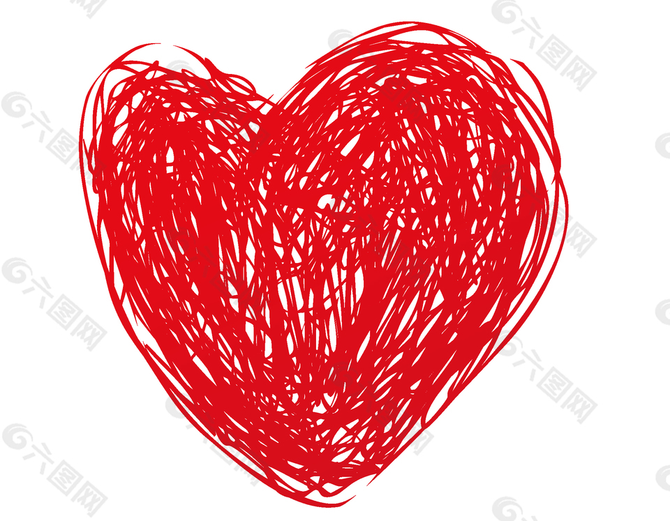 手绘涂鸦红色心形AI元素