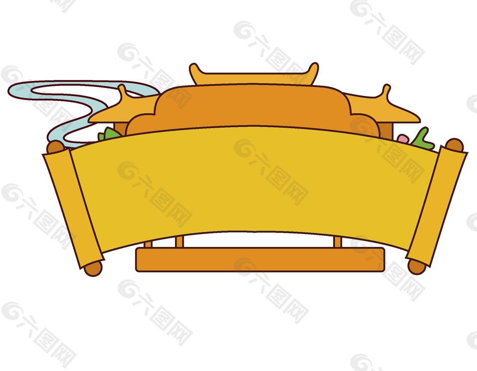 手绘卡通中式卷轴矢量元素