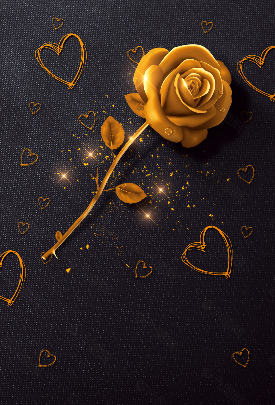 黑色质感情人节背景