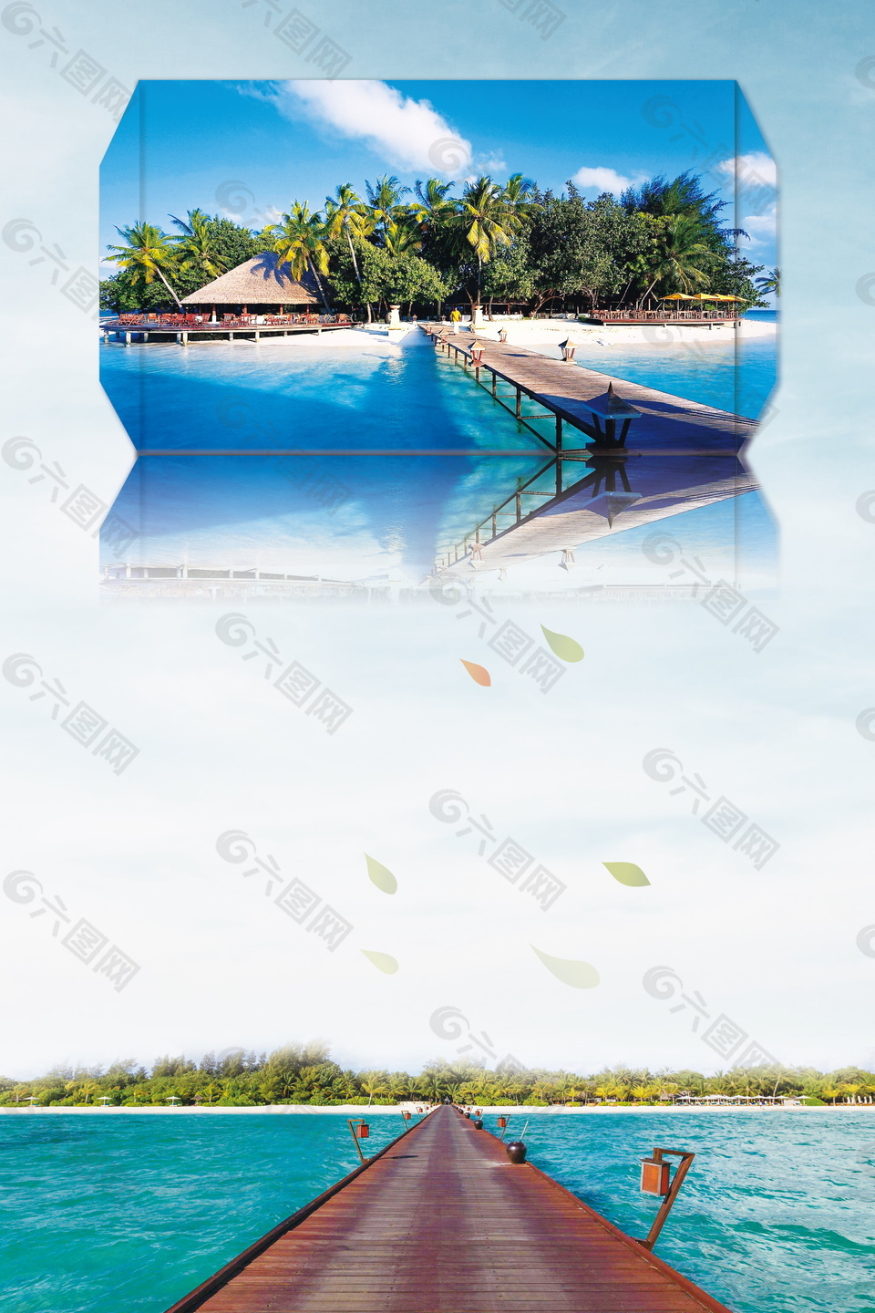 唯美马尔代夫海滩旅游海报背景设计