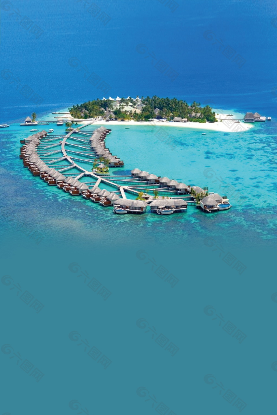 马尔代夫海滩小岛旅游海报背景设计