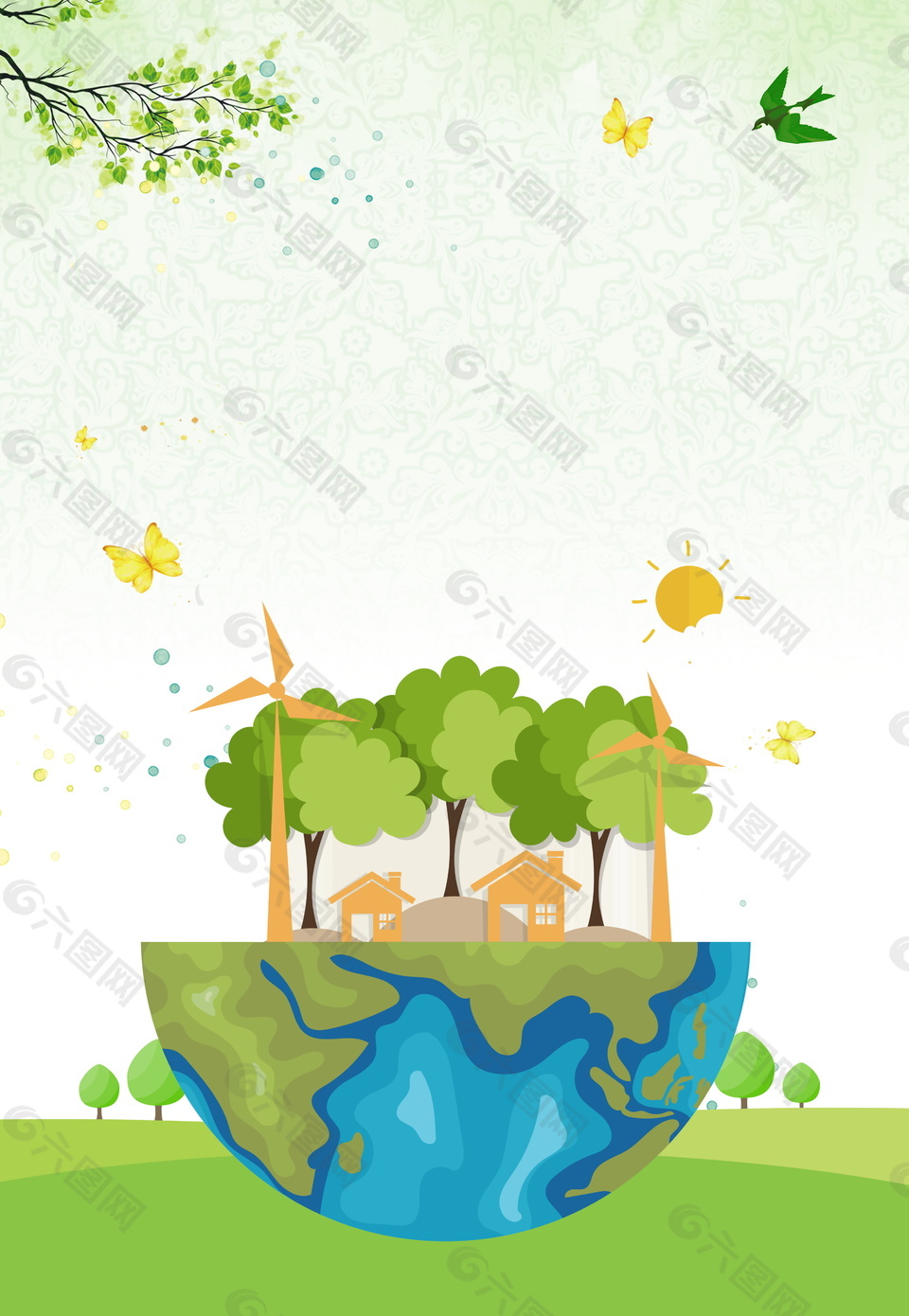 创意世界地球日环保主题海报背景设计