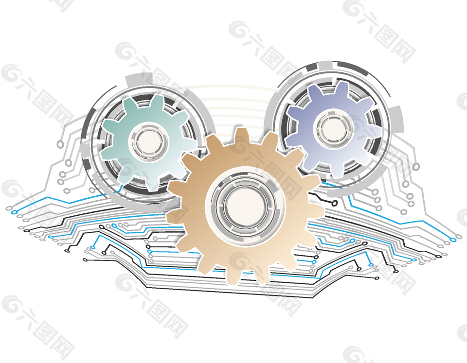 手绘卡通机械齿轮矢量元素