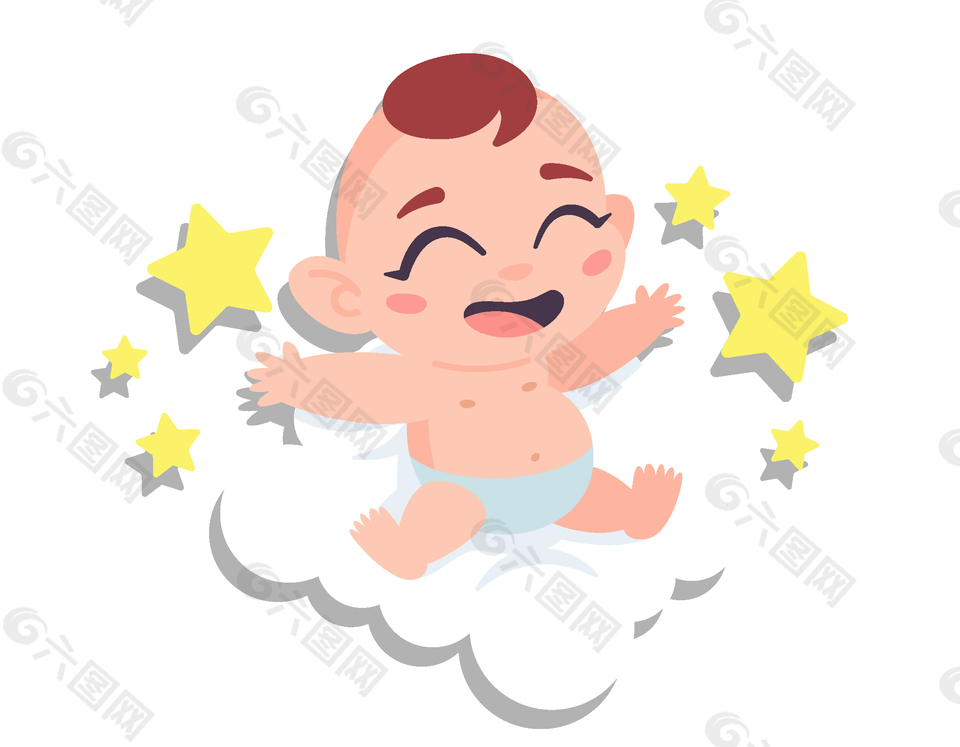 卡通手绘宝宝婴儿五角星矢量元素