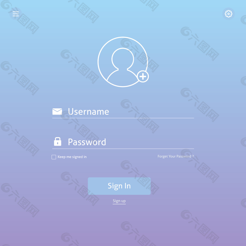 清雅淡紫色渐变手机登录页面UI设计