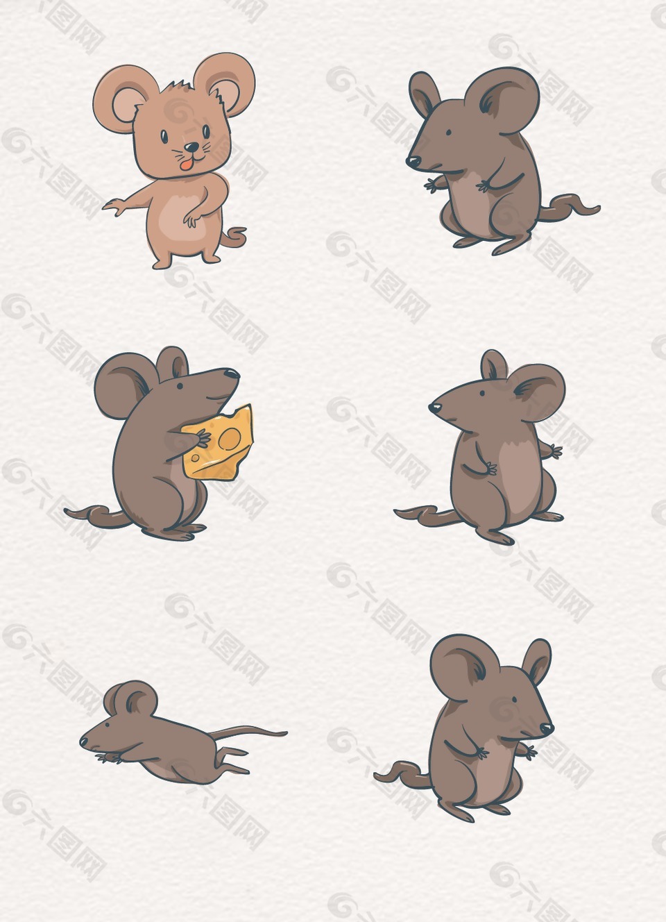 棕色时尚设计卡通老鼠