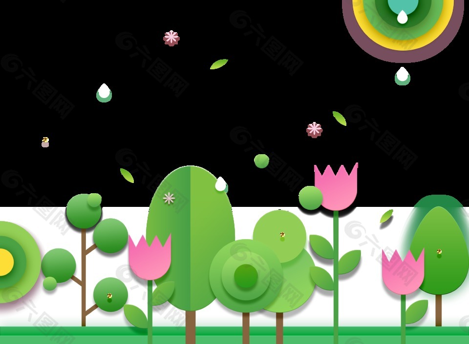 清新韩式春天气息卡通立体花朵装饰素材