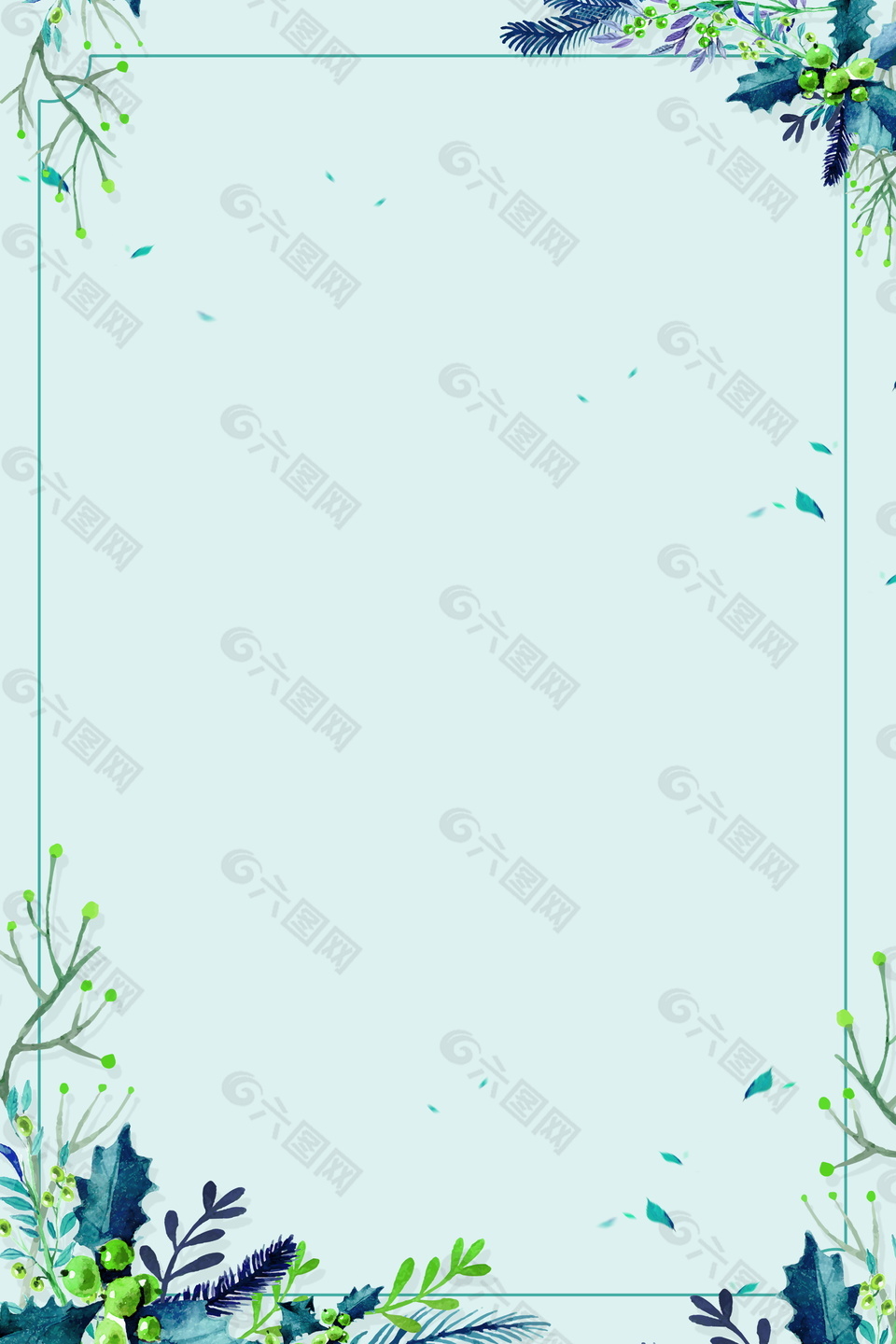 清新夏季树枝边框海报背景设计