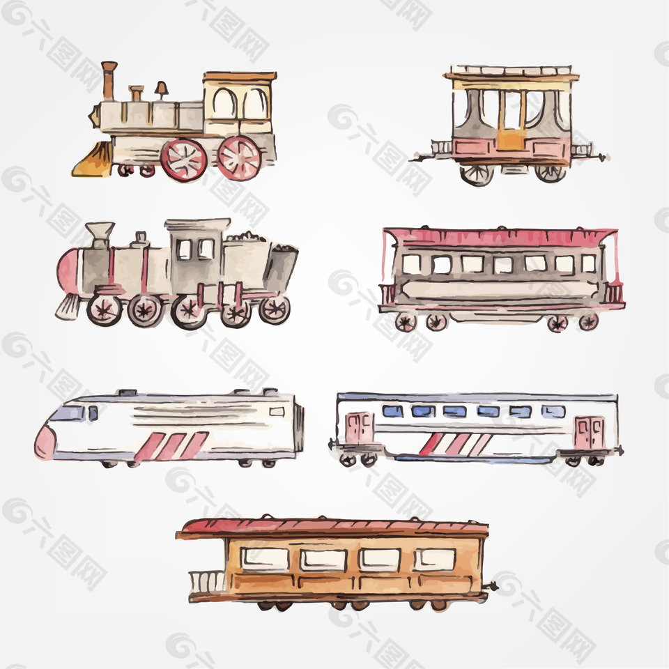 手绘地铁火车图案