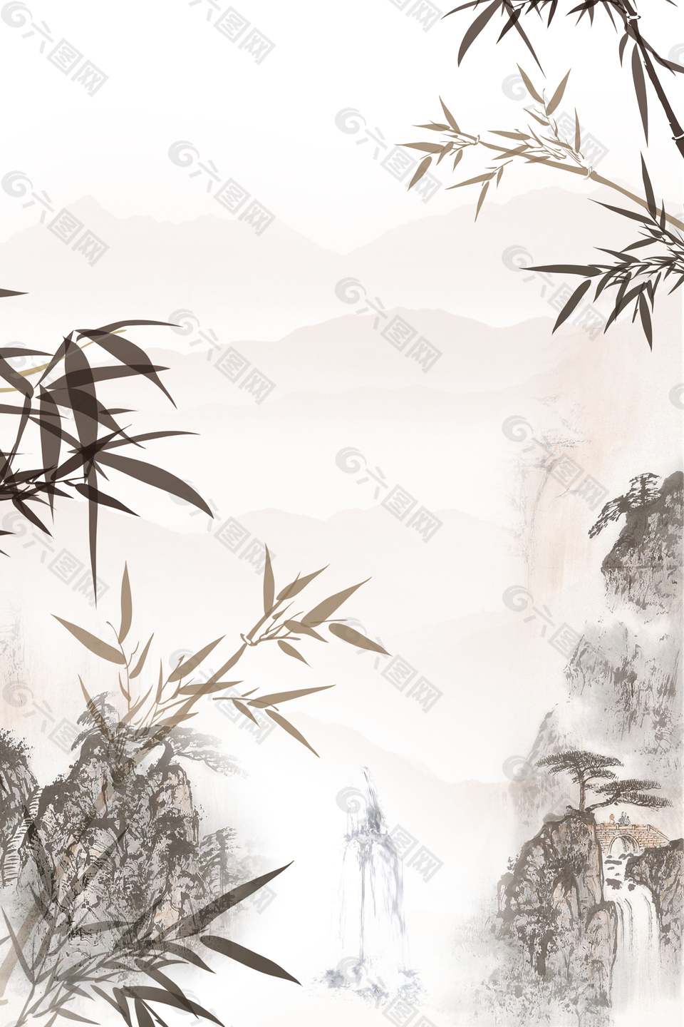 中国风竹叶水墨画背景背景素材免费下载 图片编号 六图网
