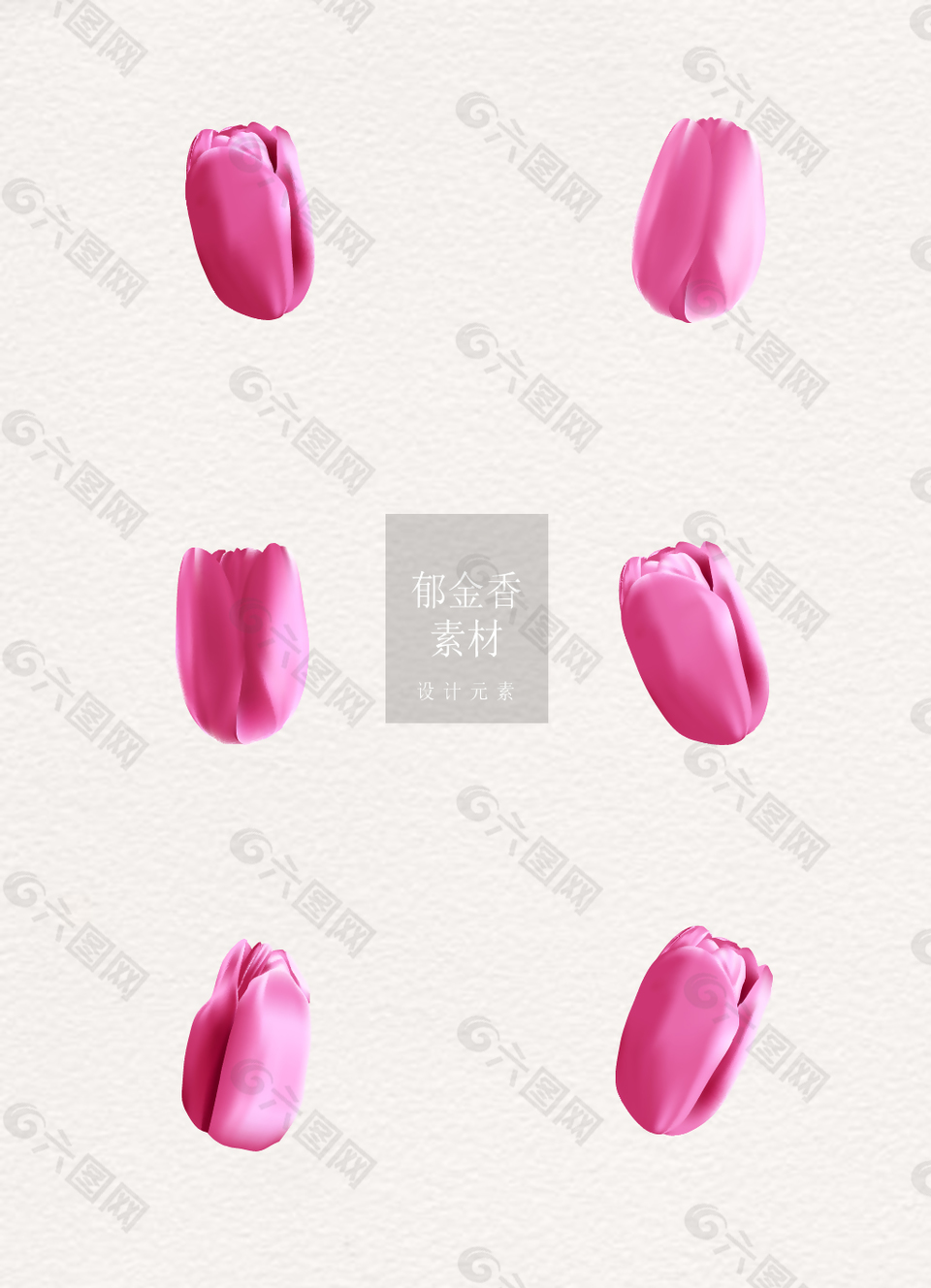 粉色花朵彩绘ai郁金香素材
